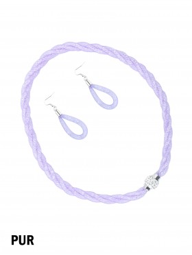 SPARKLE TWIST TUBE NECKLACE & EARRING SET